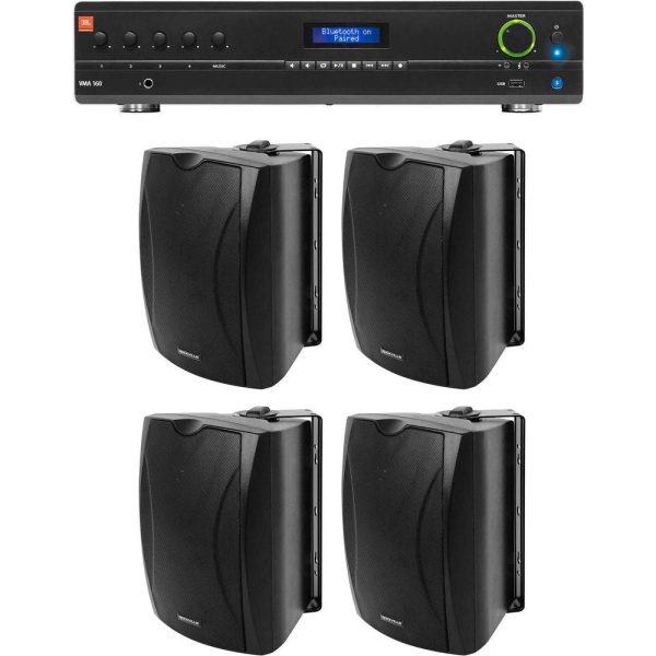 JBL VMA160 Commercial Restaurant 70v Bluetooth Amplifier+(4) 6.5  Wall Speakers For Discount