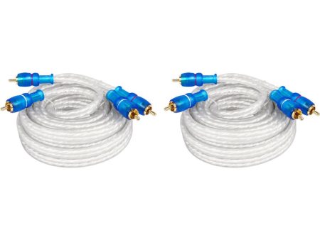 (2) Rockville MRCA25 25 Foot Twisted Pair Marine Boat RCA Cables 100% Copper Hot on Sale