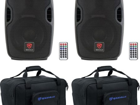 (2) Rockville BPA8 8  600w DJ PA Speakers w Bluetooth+Weather proof Carry Bags Online