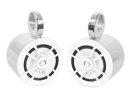 Pair Kenwood KFC-1633MRW 200w 6.5  Marine Boat Chrome Wakeboard Tower Speakers Discount