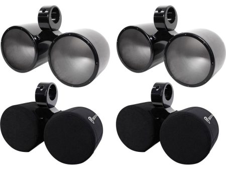 (2) Rockville DMAC80B Dual 8  Black Aluminum Wakeboard Tower Speaker Pods+Covers Online Hot Sale