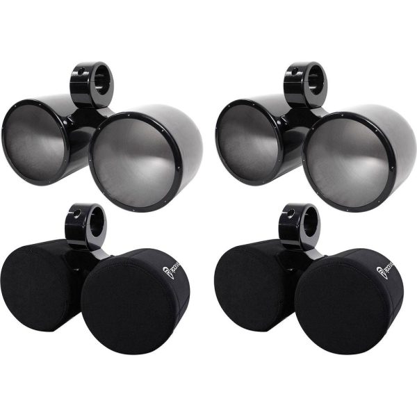 (2) Rockville DMAC80B Dual 8  Black Aluminum Wakeboard Tower Speaker Pods+Covers Online Hot Sale