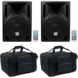 (2) Rockville RPG8BT 8  Bluetooth 800w DJ PA Speakers+Weather proof Carry Bags Cheap