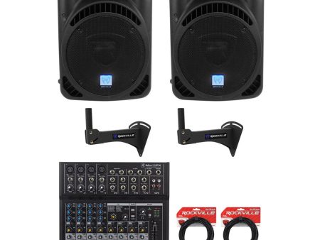 (2) Rockville RPG12BT 12  Bluetooth Wireless Link Speakers+Mounts For Restaurant Discount