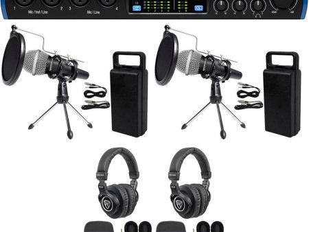 Presonus 2-Person Podcast Podcasting Kit 1810 Interface+Mics+Stands+Pop filters Online