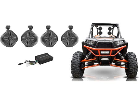 (4) 8  Rollbar Roll Cage Tower Speakers+Memphis 4-Ch Amplifier for Polaris RZR Supply