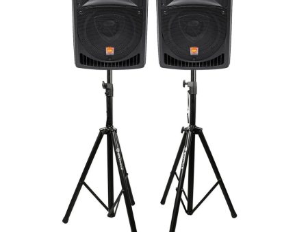 Pair Rockville Power Gig RPG8 8  Powered Active 800 Watt 2-Way DJ PA Speakers Fashion