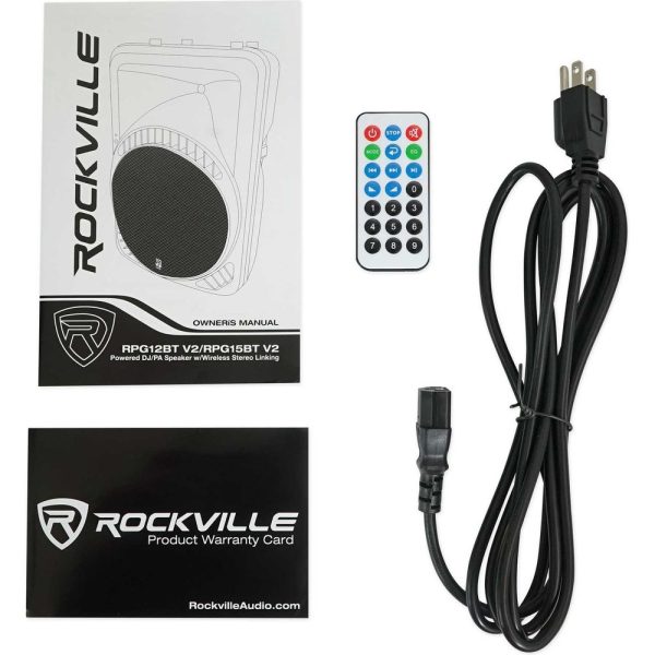 2 Rockville RPG12BT 12  Powered 800w Wireless Link DJ Speakers, Bluetooth+Totems For Sale