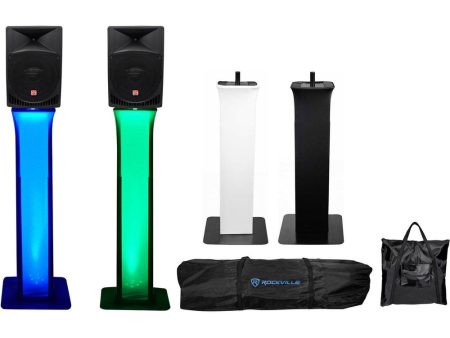 (2) Rockville RPG15 15  Powered 1000 Watt 2-Way DJ Speakers+Totem Style Stands For Sale