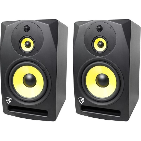 (2) Rockville DPM10B 10  800w Powered 3-Way Studio Monitors Speakers Full Range Fashion