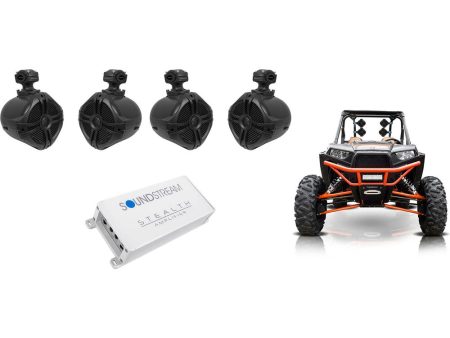 (4) Rockville RWB70B 6.5  Tower Speakers+4-Channel Amplifier Polaris RZR ATV UTV Sale