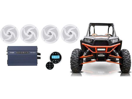 4) Rockville 6.5  Shallow Speakers+Hifonics Amp+Bluetooth Receiver 4 RZR ATV UTV Supply