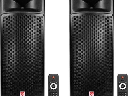 (2) Rockville BPA225 Dual 15  Powered 1500w Pro DJ PA Speakers w Bluetooth+TWS Sale