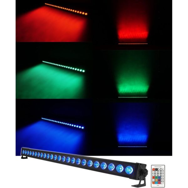 2) Rockville BATTERY STRIP 24 Rechargeable RGBW DMX DJ Wash Light Bars+Carry Bag For Discount