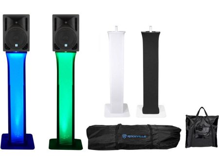 (2) Rockville RPG10BT 10  Powered 600 Watt DJ Speakers w Bluetooth+Totem Stands Online Sale