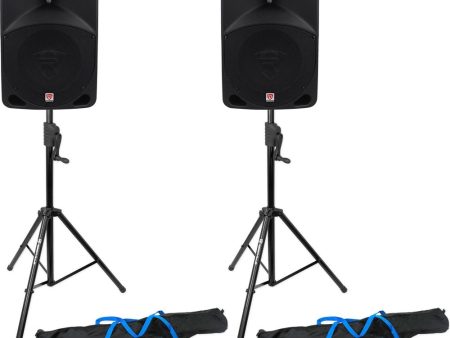 (2) Rockville RPG10 10  Powered 600 Watt DJ PA Speakers+Crank-Up Speaker Stands Online Sale