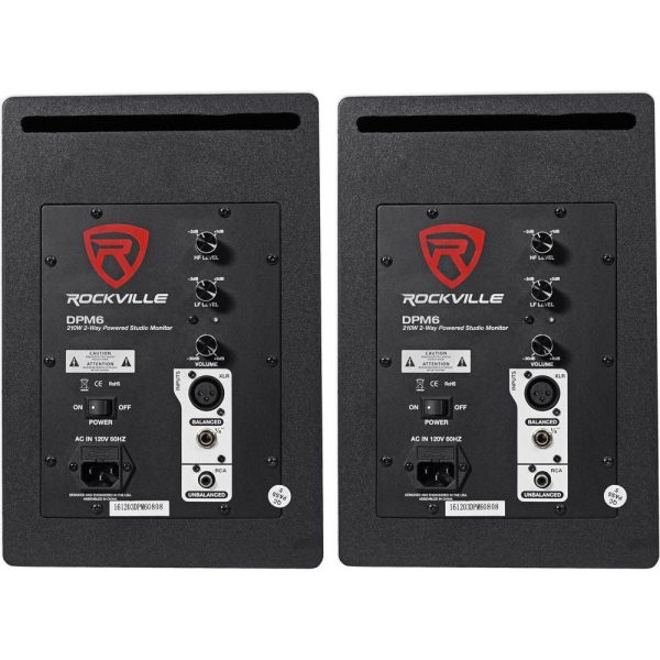 (2) Rockville DPM6W Dual Powered 6.5  420 Watt Active Studio Monitor Speakers Online Sale