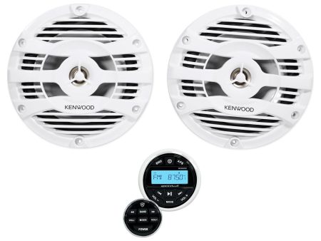 (2) Kenwood KFC-1653MRW 6.5  600w Marine Boat Speakers+Bluetooth Gauge Receiver Hot on Sale