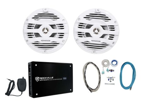 (2) Kenwood KFC-1653MRW 6.5  600w Marine Speakers+4-Channel Amplifier+Wire Kit Online