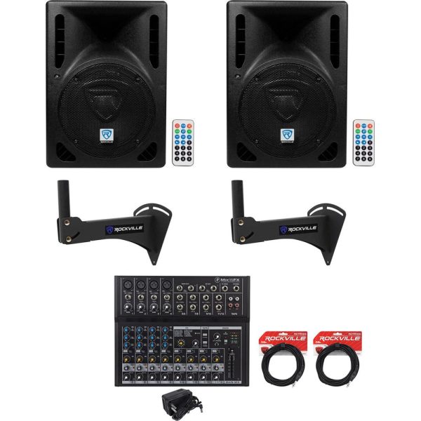 2) Rockville RPG8BT 8  Bluetooth 400w Speakers+Wall Mounts 4 Restaurant Bar Cafe Cheap