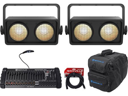 (2) Chauvet Shocker 2 Dual Zone COB LED Blinder Stage Lights+Bag+DMX Controller Online Hot Sale