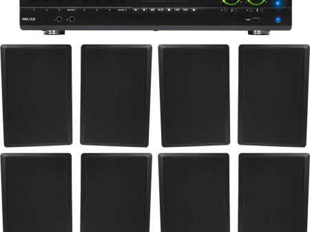 JBL 2-Channel Amplifier+(8) Slim Black Wall Speakers for Restaurant Bar Cafe For Cheap