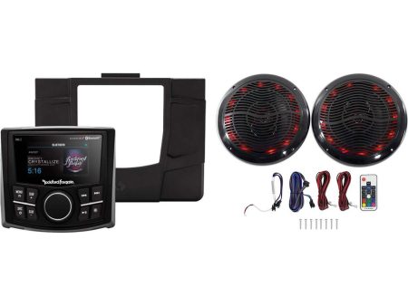 Rockford Fosgate Polaris RZR-STAGE1 Digital Media Receiver+Dash Kit+LED Speakers Hot on Sale