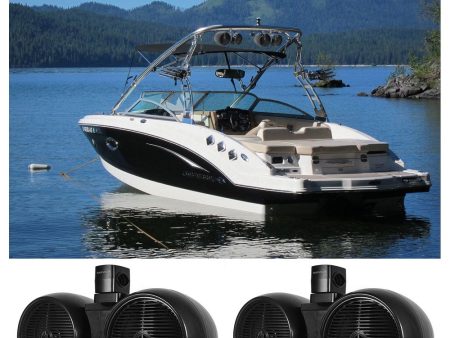 2) Rockville DWB80B Dual 8  Black 1600w Marine Wakeboard Tower Speaker Systems Supply