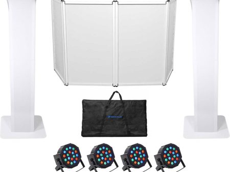 (2) Rockville Totem Style Speaker Stands+Black+White Scrims+Facade+Par Lights Sale