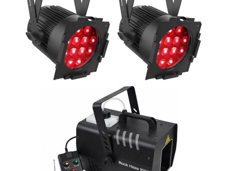 (2) Chauvet DJ Slimpar Pro QZ12 D-Fi USB RGBA Wash Lights+1000 CFM Haze Machine Online Sale