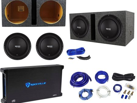 (2) RE Audio SEX12D2 V2 12  1500W Subwoofers+Vented Box+Mono Amplifier+Amp Kit Hot on Sale