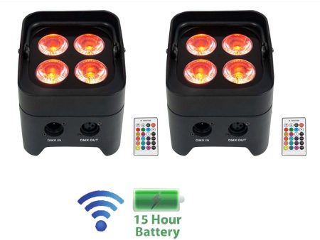 2 Rockville BEST PAR 50 Rechargeable Par Can Wash Lights w Wireless DMX+RGBWA+UV Cheap