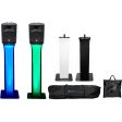 (2) Rockville RPG8 8  Powered 400 Watt 2-Way DJ Speakers+Totem Style Stands For Sale