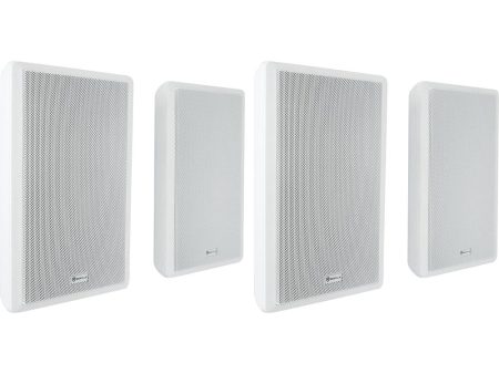 (4) Rockville RockSlim 70W White 5.25  70v Commercial Restaurant Wall Speakers Discount