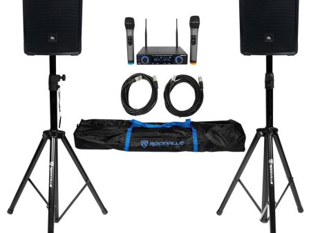 2 JBL IRX112BT 12  1300w Powered DJ Portable PA Speakers w Bluetooth+Stands+Mics Online now