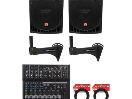 (2) Rockville RPG15 15  Powered 1000w Speakers+Wall Mounts 4 Restaurant Bar Cafe Hot on Sale