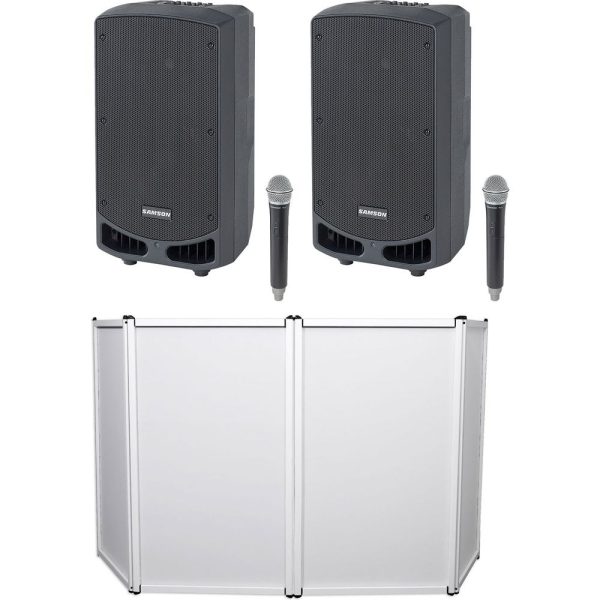 (2) Samson Expedition XP310W 10  DJ PA Speakers w Bluetooth+Mic+Facade K-Band on Sale