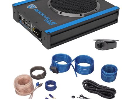 Rockville USS8 8  600w Slim Under-Seat Powered Car Truck Subwoofer Sub+Amp Kit Online Hot Sale