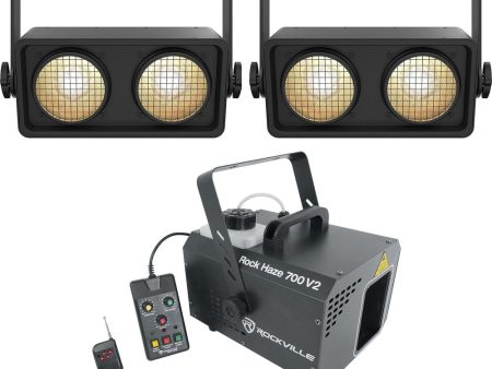 2 Chauvet Shocker 2 Dual Zone Dance Floor DMX COB LED Blinder Stage Lights+Hazer Online Sale