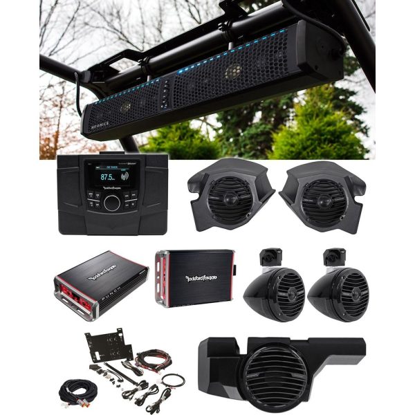 Rockford Fosgate Polaris RZR-STAGE4 Receiver+(4) Speakers+(2) Amps+Sub+Soundbar Hot on Sale