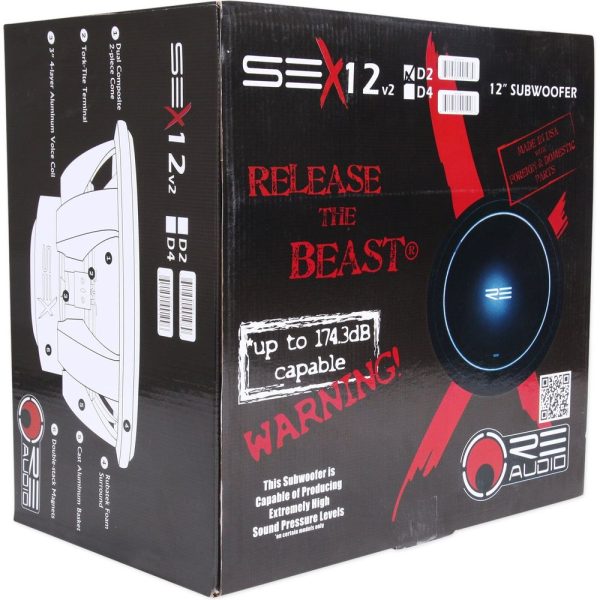 (2) RE Audio SEX12D2 V2 12  1500W Subwoofers+Vented Box+Mono Amplifier+Amp Kit Hot on Sale