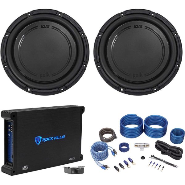 (2) Polk Audio DB1242SVC 12” 2220w Car Audio Subwoofers+Mono Amplifier+Amp Kit Online now