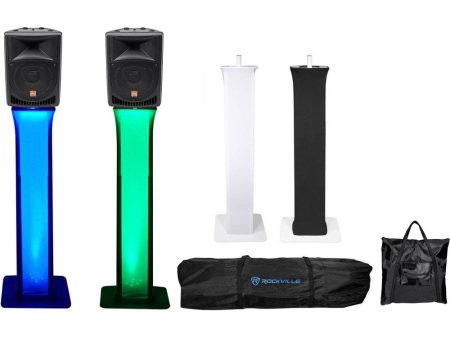 (2) Rockville RPG8 8  Powered Active 400 Watt 2-Way DJ Speakers+Totem Stands Online Sale