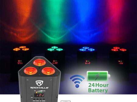 Rockville RockWedge LED RGBWA+UV Battery Powered Wireless DMX DJ Par Up-Light Supply