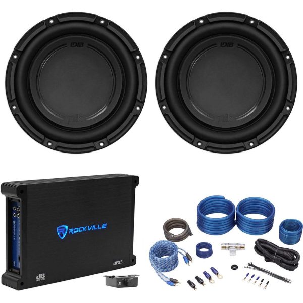 (2) Polk Audio DB1042SVC 10” 2100w Car Audio Subwoofers+Mono Amplifier+Amp Kit on Sale