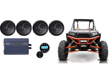 (4) Rockville 6.5  Slim Speakers+Hifonics Amp+Bluetooth Receiver For RZR ATV UTV Online