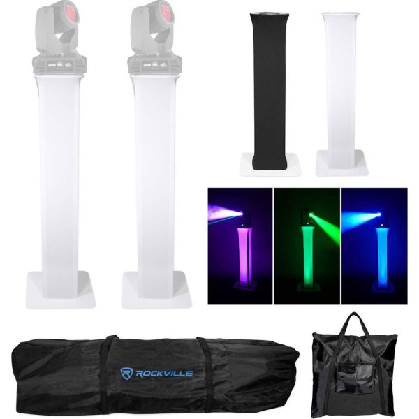 (2) Totem Stands+Black+White Scrims For (2) Chauvet Rogue RX2 Beam Lights Online Sale