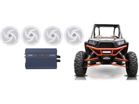 (4) Rockville RSM65W 6.5  Shallow Speakers+Hifonics Amplifier RZR ATV UTV Cart Online