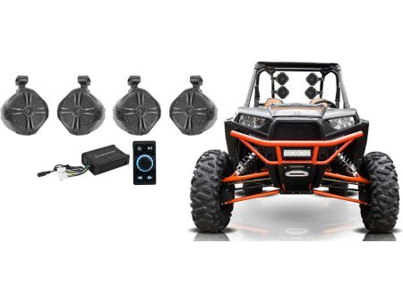 (4) 8  Tower Speakers+Memphis 4-Ch Amplifier+Bluetooth Control for Polaris RZR For Cheap