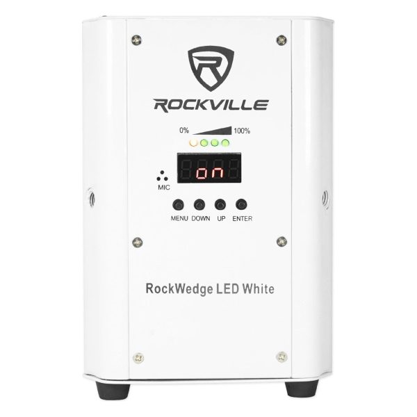 Rockville ROCKWEDGE PACKAGE WHITE (6) Battery Powered Wireless DMX Lights+Case Hot on Sale